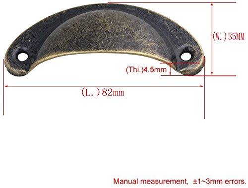 Pomos Puerta Retro Hierro, NACLY Tiradores para puertas de armario, Forma de Concha, Manijas del Gabinete con Forma de Media Luna con Tornillos, 82mm (12 Piezas,Bronce)