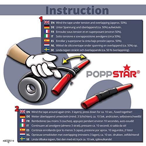 Poppstar - Cinta de silicona de autofusión, 1 x 3 m, ideal como cinta de reparación, cinta aislante y cinta de sellado (estanca, hermetica), 25mm de ancho, color blanco