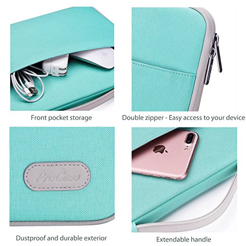 ProCase Funda Portátil 13"-13.5" para MacBook Pro 15" 2018 2017 2016/Surface Book/Surface Laptop/MacBook Air 13.3" 2017 2016 2015, Bolsa Maletín con Asa para Laptop 13.3 13.5 Pulgadas -Turquesa