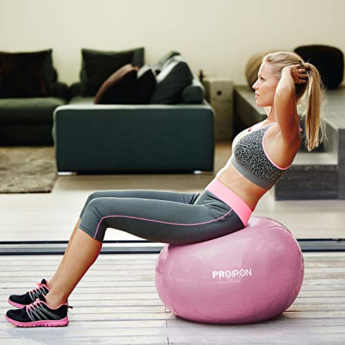 PROIRON Fitness Pelota de Ejercicio - Bola Suiza con Bomba de Inflado,Bola de Yoga antirrebote y Antideslizante,Bola de Equilibrio para Gimnasio Pilates Gimnasio de Yoga Rojo 75cm