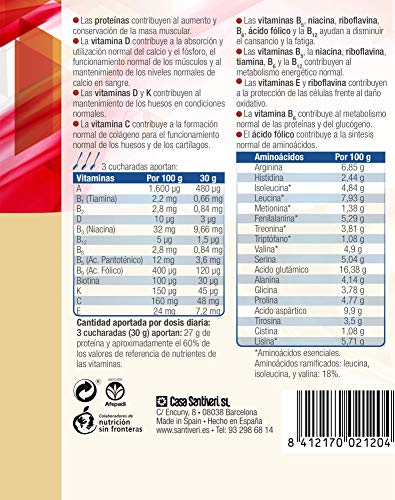 Protein 90 de Santiveri para deportistas (Vainilla) Bote de 200 gr: complemento alimenticio para deportistas a base de proteínas, aminoácidos y vitaminas. Apto para veganos