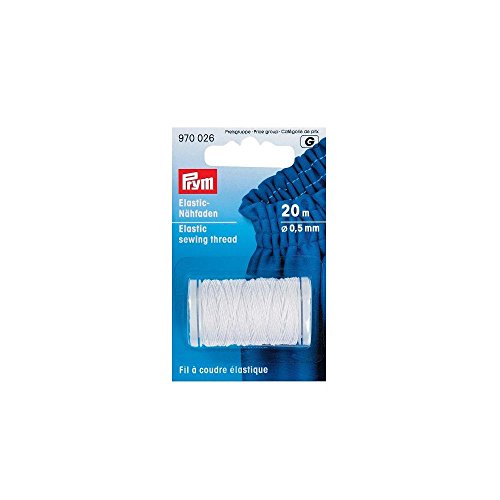 Prym Goldzack - Carrete de Hilo elástico de Fruncido (20 m x 0,5 mm), Color Blanco