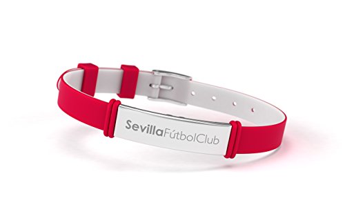 Pulsera Sevilla Fútbol Club Fashion Roja Ajustable para Hombre, Mujer y Niño | Pulsera Sevillista de silicona y acero inoxidable | Apoya al Sevilla con un producto oficial | SFC