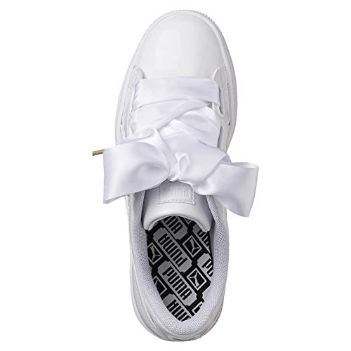 PUMA Basket Heart Patent Wn'S, Zapatillas Mujer, Blanco White White, 38.5 EU