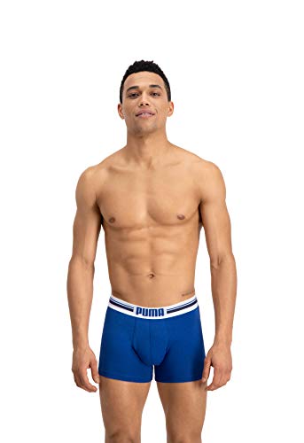 Puma Placed Logo - Pack de 2 bóxers para hombre, color azul, talla L