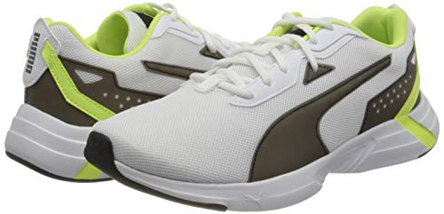 PUMA Space Runner, Zapatillas para Correr de Carretera Unisex Adulto, Blanco White Black/Fizzy Yellow, 44 EU