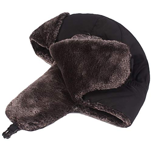 PYapron Sombreros de Bombardero de Invierno Unisex, Sombrero de trampolín con Solapa Oreja con Hebilla Ajuste, Sombrero Caza Ruso Ushanka cálido algodón para Hombres, 58 cm de Talla única,Gris