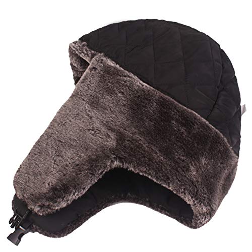 PYapron Sombreros de Bombardero de Invierno Unisex, Sombrero de trampolín con Solapa Oreja con Hebilla Ajuste, Sombrero Caza Ruso Ushanka cálido algodón para Hombres, 58 cm de Talla única,Gris