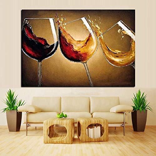 PYROJEWEL Pintura de Vino de Baile de Estilo Europeo sobre Lienzo Pintura de Copa de Vino Tinto sobre Lienzo Mural Sala de Estar Decoración del hogar Comedor-50x70cm Sin Marco