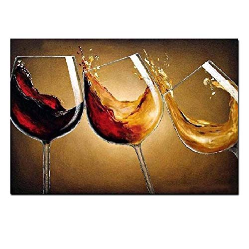 PYROJEWEL Pintura de Vino de Baile de Estilo Europeo sobre Lienzo Pintura de Copa de Vino Tinto sobre Lienzo Mural Sala de Estar Decoración del hogar Comedor-50x70cm Sin Marco