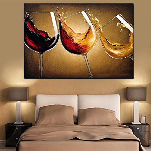 PYROJEWEL Pintura de Vino de Baile de Estilo Europeo sobre Lienzo Pintura de Copa de Vino Tinto sobre Lienzo Mural Sala de Estar Decoración del hogar Comedor-50x70cm Sin Marco