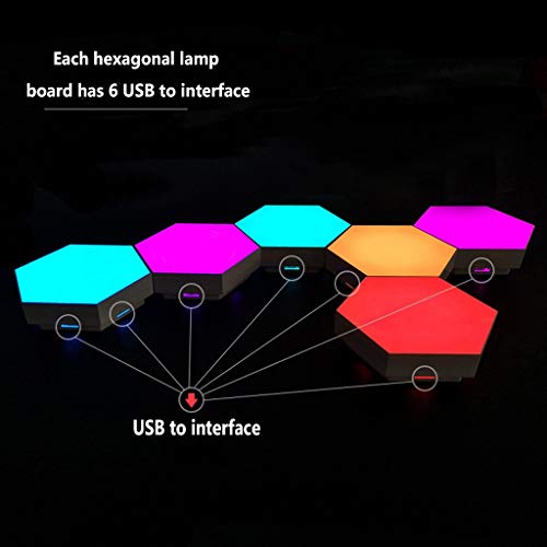 QFFL Paneles de luz Inteligentes Lámpara de Pared LED Lámparas Hexagonales Mini Touch Light Modulares Iluminación Sensible Al Tacto Luz Nocturna Luz Decoración Casera Creativa Lámpara de Pared