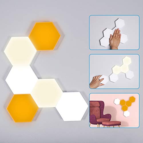 QFFL Paneles de luz Inteligentes Lámpara de Pared LED Lámparas Hexagonales Mini Touch Light Modulares Iluminación Sensible Al Tacto Luz Nocturna Luz Decoración Casera Creativa Lámpara de Pared