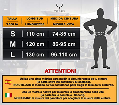 Raging Bull Cinturon Lumbar Gimnasio Hombre y Mujer, para Peso Musculacion, Halterofilia, Levantamiento de Pesas. Cinturon lastre dominadas Powerlifting Belt cinturón Ruso Fitness (L)