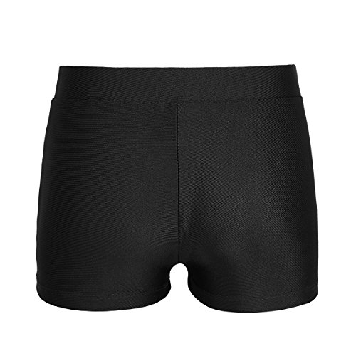 ranrann Pantalones Cortos Deportivos para Niña 2-12 Años Elástico Pantalones de Danza Gimnasia Color Sólido Suave Sport Shorts de Yoga Fitness Workout Negro 10-12 Años