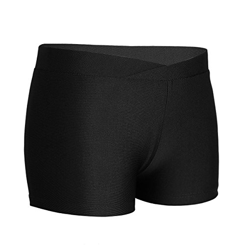 ranrann Pantalones Cortos Deportivos para Niña 2-12 Años Elástico Pantalones de Danza Gimnasia Color Sólido Suave Sport Shorts de Yoga Fitness Workout Negro 10-12 Años