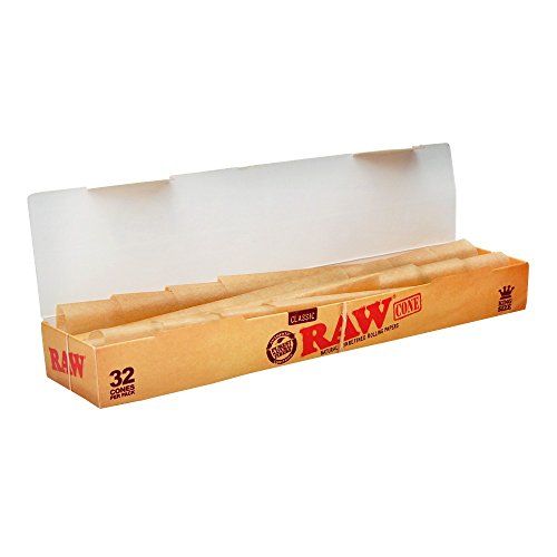 Raw Classic - Pack de 32 conos tamaño grande listos para rellenar - Papel de liar natural