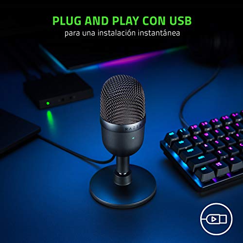 Razer Seiren Mini Micrófono compacto para USB para streaming, compacto con patrón polar supercardioide, soporte inclinable, amortiguador integrado, Quartz / Rosa