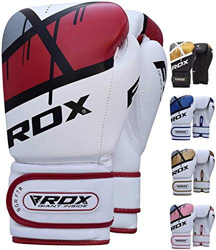 RDX Guantes de Boxeo para Entrenamiento y Muay Thai | Maya Hide Cuero Mitones para Kick Boxing, Sparring | Boxing Gloves para Combate Training, Saco Boxeo