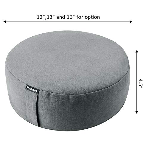 REEHUT Cojin Zafu Meditation Yoga Zen - 30cm × 11cm- Cojin Yoga Zafu, Cojin Suelo Redondo, Meditation Cushion para Yoga - Cubierta en Algodon Lavable (Gris)