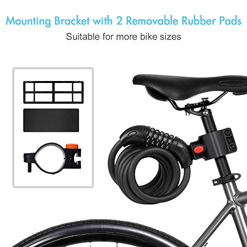 REHKITTZ Candado Bicicleta Cadena Bici Combinacion 5 Dígitos 120cm/12mm Largo Candados Antirrobo Bicicletas Seguridad para MTB Patinete Eléctrico Bicis Carretilla Puertas Accesorios