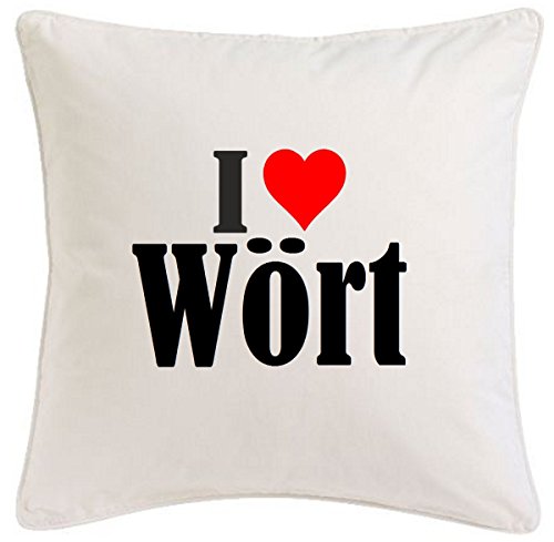 Reifen-Markt la Funda de Almohada I Love Wört 40cm x 40cm Microfibra Regalo Ideal y la decoración de Buen Gusto para Cada Sala de Estar o el Dormitorio en Color Blanco con Cremallera