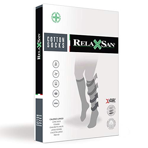 Relaxsan 830 (Negro, Tg.4) Medias compresion graduada 18-22 mmHg fibra de plata X-Static Unisex