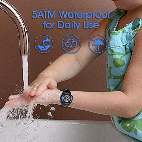 Reloj Digital Para Niños, Reloj De Los Niños Deporte LED Impermeable Alarma Calendario Luminoso Multifuncional Cronógrafo Reloj De Pulsera Para Niños