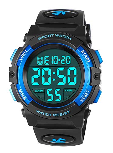 Relojes Infantiles para niños, Reloj Deportivo Digital al Aire Libre a Prueba de Agua con Alarma/Cronómetro, Relojes de Pulsera Digitales Infantiles para niños Cumpleaños Azul RSVOM