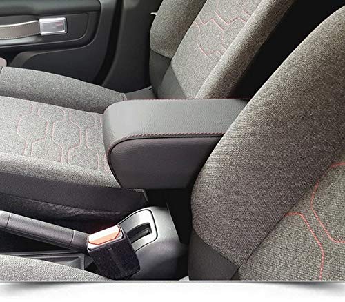 Reposabrazos negro DeLuxe para Citroen C3, montaje de puntos originales, gran portaobjetos.