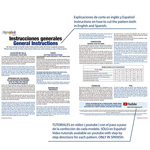 Revista patrones de costura infantil, nº 7. Especial bebé, 28 modelos de patrones, Tallas de 1 mes a 36 meses. Tutoriales en vídeo(Youtube). Cutting instructions.