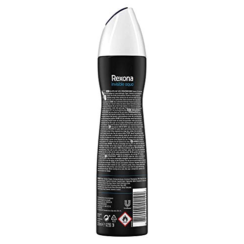 Rexona Invisible Aqua Antitranspirante Aerosol para Mujer Antimanchas, 0% Alcohol 200 ml - Pack de 6 x 200 ml, Total 1200 ml