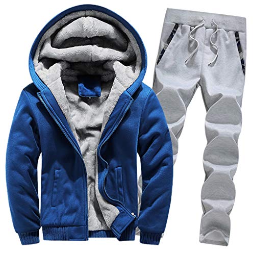 riou Chaqueta con Capucha Forro Polar Sudadera con Capucha Hombres de Manga Larga Hoodie Casual Abrigo Otoño-Invierno Chandal Arriba Tops