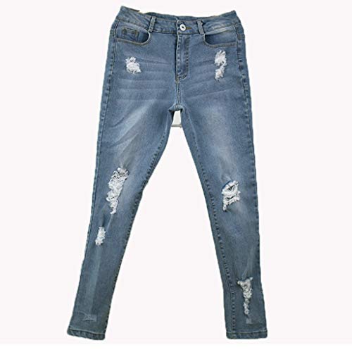 RISTHY Pantalones Jeans Rotos Vaqueros Push Up Vaqueros Elásticos Pantalones de Cintura Alta Straight Denim Pants Sexy Pantalones lápiz Pantalones de Mezclilla Casual para Mujer