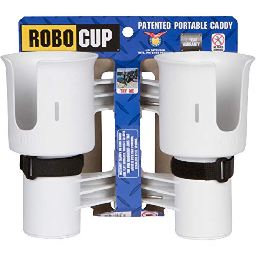 Robocup 12 Colores, Mejor Taza Soporte para Bebidas, caña de Pescar/Poste de extensión, Barco, Silla de Playa, Carro de Golf, Silla de Ruedas, Andador, Baquetas, Soporte de micrófono, Unisex, Blanco