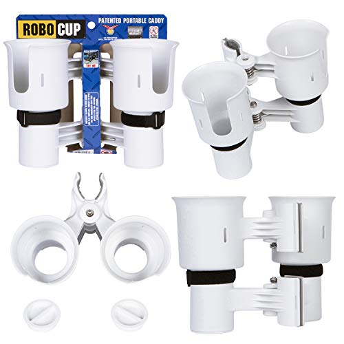 Robocup 12 Colores, Mejor Taza Soporte para Bebidas, caña de Pescar/Poste de extensión, Barco, Silla de Playa, Carro de Golf, Silla de Ruedas, Andador, Baquetas, Soporte de micrófono, Unisex, Blanco