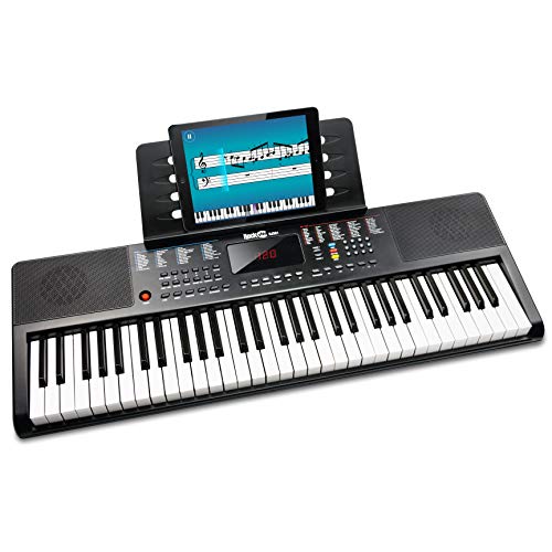 RockJam RJ361 - Teclado Electrónico Portátil de 61 Teclas con Pegatinas de Notas Clave, Fuente de Alimentación y Contenido de la Aplicación Simply Piano