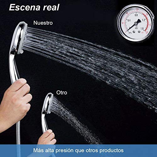 Rovtop Alcachofa de Ducha - Mano la Cabeza de Ducha Ahorro de Agua Extraíble de Cromo Ducha Cabezal de Ducha de Masaje Universal - 5 Modos