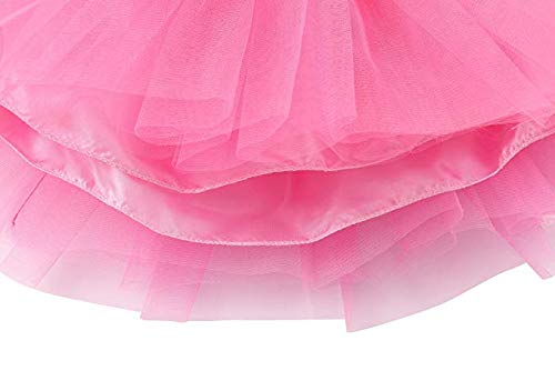 Ruiuzi Mini falda de tutú para mujer, 4 capas, para baile, disfraz, fiesta, Halloween, bailarina rockera Rosa. Talla única