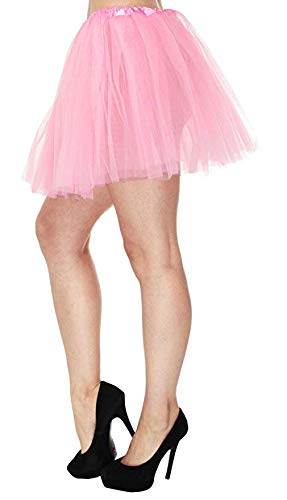 Ruiuzi Mini falda de tutú para mujer, 4 capas, para baile, disfraz, fiesta, Halloween, bailarina rockera Rosa. Talla única