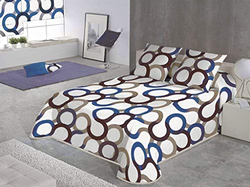 SABANALIA - Colcha Aros (Disponible en Varios tamaños y Colores), Cama 135-230 x 280, Azul