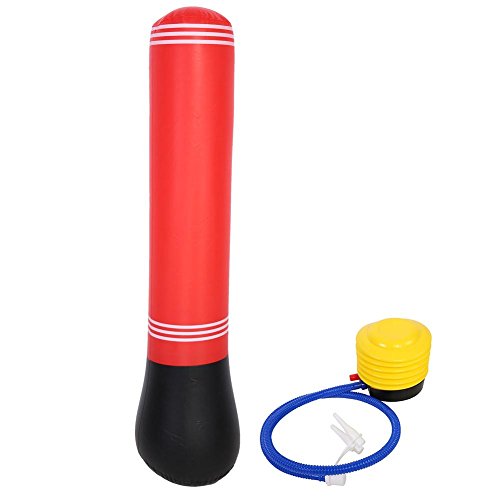 Saco de Boxeo con Base de Agua con Bomba Saco de estrés Inflable de 150 cm Rojo y Negro