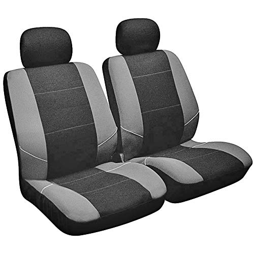 Sakura SS3633 - Juego de fundas para asientos delanteros de coche, color negro y gris, 2 Piezas