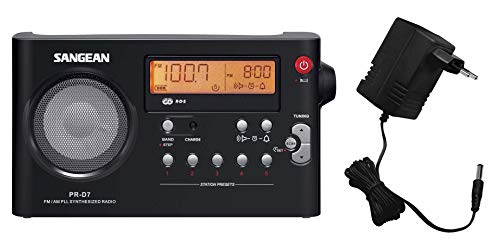 Sangean PR-D7 - Radio portátil (Pantalla LCD de 3.3" , 7.2 voltios, Inalámbrico y alámbrico), Negro