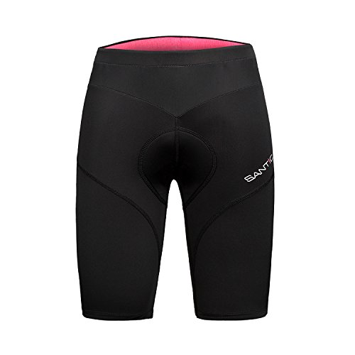 Santic Culote Ciclismo Mujer Corto Culote Bicicleta para Mujer Pantalon Corto Ciclismo con Badana para Mujeres Negro EU XXL