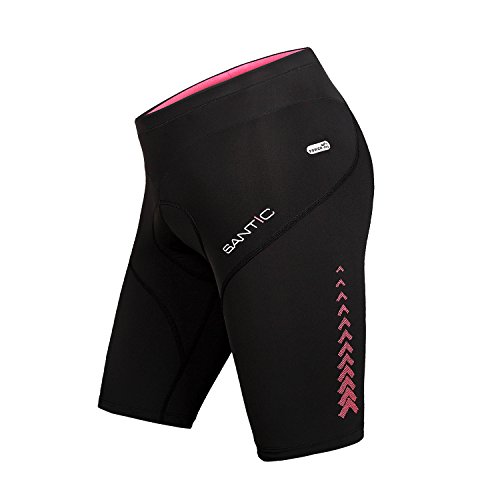 Santic Culote Ciclismo Mujer Corto Culote Bicicleta para Mujer Pantalon Corto Ciclismo con Badana para Mujeres Negro EU XXL