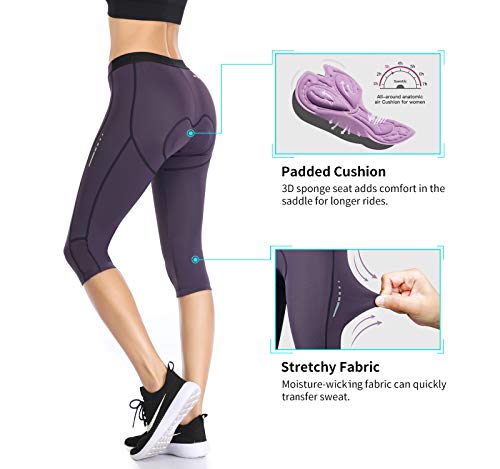 Santic Mujer Pantalones 3/4 Culotte de Bicicleta Rellenó Ciclismo Leggings de Las Medias Badana Transpirables Antideslizante