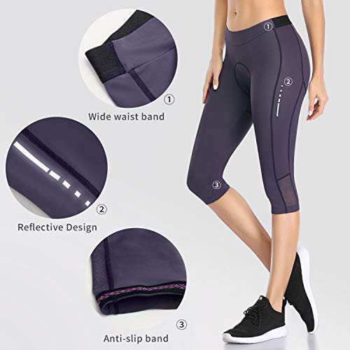 Santic Mujer Pantalones 3/4 Culotte de Bicicleta Rellenó Ciclismo Leggings de Las Medias Badana Transpirables Antideslizante