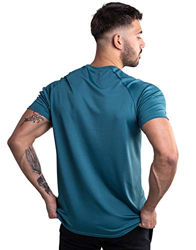 Satire Gym Camiseta Deportiva Hombre - Fitness Ropa Deportiva Transpirable - Adecuada para Workout, Entrenamiento - Muscle Fit (Verde, M)