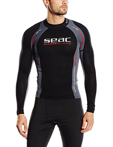 Seac Warm Guard Long - Chaleco protector térmico manga larga, para hombre, en neopreno de 0,5 mm, protector contra salpicaduras para el buceo y la natación anti-UV, Negro/Gris, M